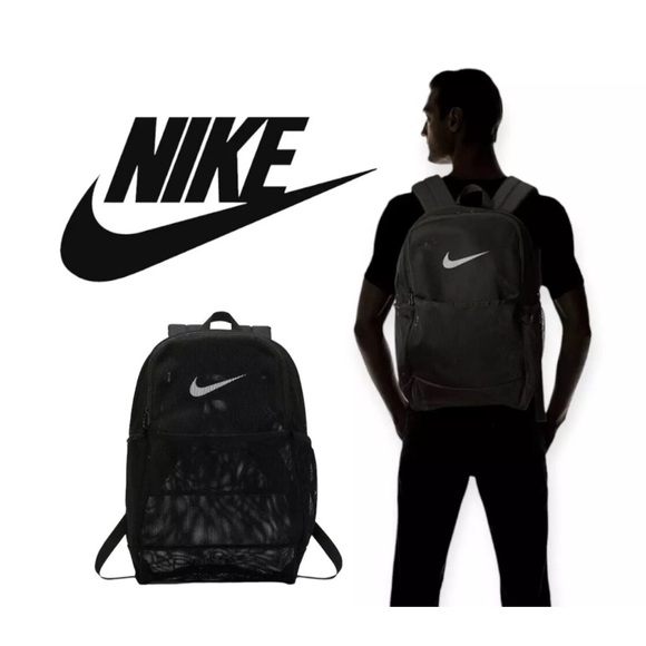 NWT NEW NIKE Brasilia MESH 9.0 IX Backpack Black - Picture 2 of 6